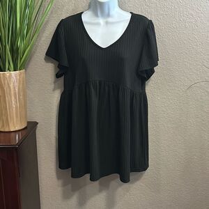 #233 Boutique, black short sleeve ribbed top size large